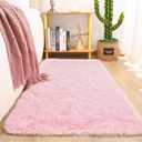 Keeko Pink Small Runner Rugs for Bedroom Girls, 2x4 Fluffy Bedside Kids Room Rug Shag Cute Indoor Throw Rugs Fuzzy Area Carpet for Baby Kid Girl Child Room Nursery Living Room Decor