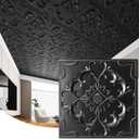 WOWSTAR 24-Pack 24"x24" Drop Ceiling Tiles, Vintage Waterproof Glue up Ceiling Panels, Black