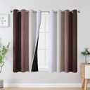Estelar Textiler Brown and Greyish White Blackout Curtains 54 Inch Length, Full Light Blocking Gradient Grommet Drapes for Living Room, Thermal Insulated Ombre Curtains for Bathroom,52Wx54L,2 Panels