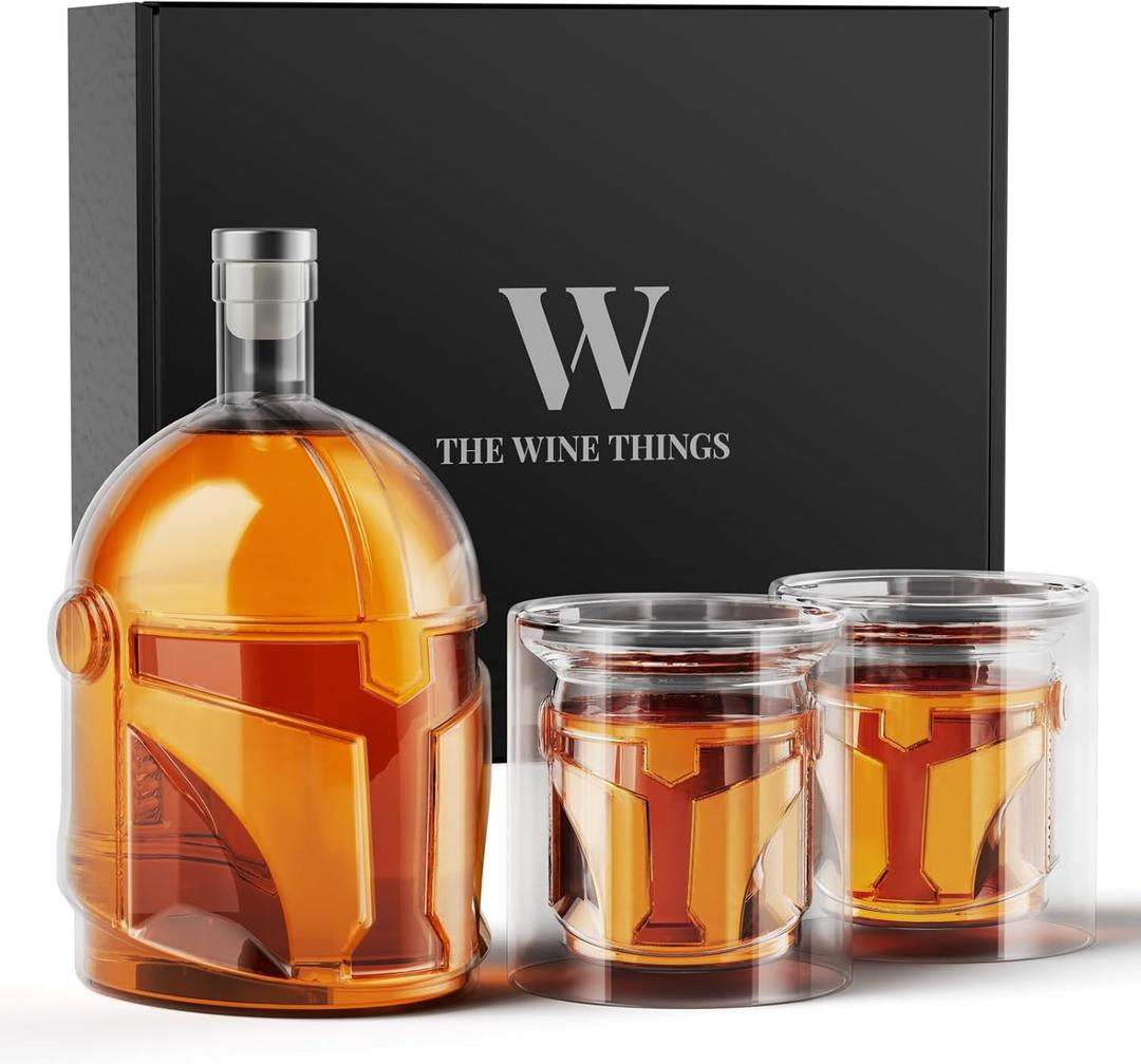 Galaxy Whiskey Decanter Sets with 2 Glasses for Men Dad, Unique Gift for Father, Husband, Boyfriend, Brother, Christmas, Anniversary, Birthday Gift Ideas, Cool Drinking Accessories for Home Bar