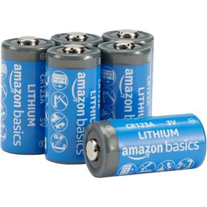  6-Pack Non-Rechargeable CR123A Lithium Batteries, 3 Volt, Up to 10-Year Shelf Life