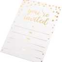 50 Pack Invitation Card - Elegant Greeting Cards You are Invited in Gold Foil Letters for Wedding, Bridal Shower, Baby Shower, Birthday Invitations - 52 Kraft Envelopes Included - 4" x 6"