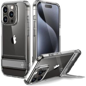 ESR Patented Metal Kickstand Case Compatible with iPhone 13 Pro Max, Two Ways to Tilt, Reinforced Drop Protection, Slim and Soft Case, Transparent