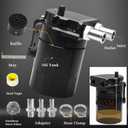Upgraded Baffled Oil Catch Can Kit Oil Separator Catch Can Aluminum with 3/8" Strengthened NBR Fuel Line Black 400ml