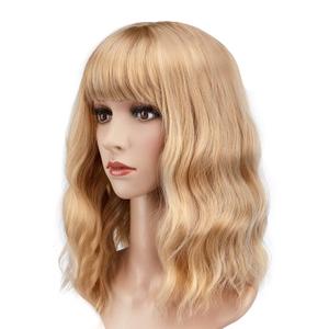 AGPTEK Wig, Synthetic Wig for Women Wavy, Colored Realistic Wig with Bangs, Great for Party, Cosplay, Daily-Use and Festivals (Blonde 13.7inch)