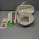 Bread Banneton Proofing Basket Set, Round & Oval Cane Sourdough Baskets with Dough Whisk Lame Dough Scraper Bowl Scraper Silicone Brush Sourdough Bread Baking Supplies