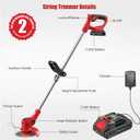 Weed Wacker 21V, Bamse Cordless String Trimmer with 2 Batteries 2.0Ah, 2 Types Metal Blades Powered Weed Eater, Pruning Shears, Adjustable Pole GrassTrimmer for Garden and Yard Lawn, Red