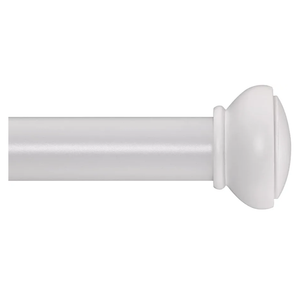 White Curtain Rods for Windows 28 to 120 Inches Adjustable 1 Inch Diameter Decorative Single Window Curtain Rod Set with Rounded Cap design Finials, White