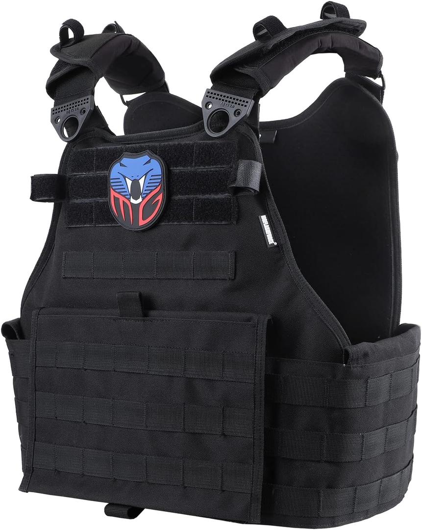 MGFLASHFORCE Tactical Vest for Men, Airsoft Molle Vest (One Size, Black)