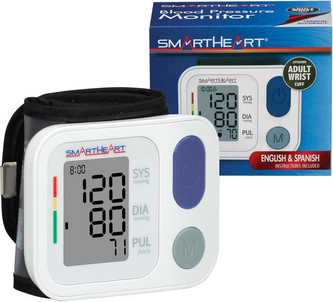SmartHeart Blood Pressure Monitor | Adult Wrist Cuff | 2-Person Memory | 398 Total Reading Storage | Easy to Use | Automatic Inflation and Deflation