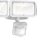 LEPOWER Battery Powered LED Flood Light Outdoor,1500LM Motion Sensor Security Lights, IP65 Waterproof,Wireless Flood Light Battery Operated,3 Head Motion Detector Light for Garage,Yard,Porch(White)