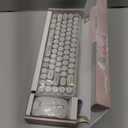 FOPETT Wireless Keyboard and Mouse Cute Mouse and Keyboard 2.4G Wireless Keyboards with Colorful 68 Keys Typewriter Retro Round Keycap for PC, Laptop,Tablet,Computer Windows - Grey Colorful