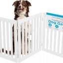 INTERNET'S BEST Dog Gate Indoor Freestanding Pet Barrier, Folding Wood Dog Fence, Extra Wide Doorway Puppy Gate, Indoor Animal Privacy Panel, Wooden Cat Fence - 3 Panel - 24", White