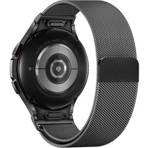 JKD No Gap One Click Metal Band Compatible with Samsung Galaxy Watch 7 6 5 4 FE 40mm 44mm, Galaxy Watch 6 4 Classic 47mm 43mm 42mm 46mm/Watch 5 Pro 45mm, 20mm Stainless Steel Mesh Wristband Women Men (Black)