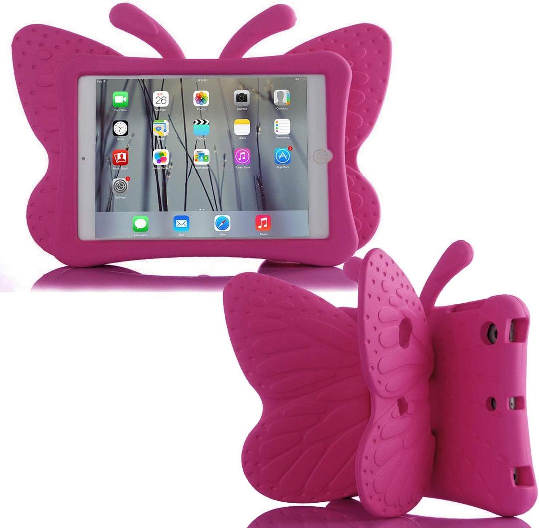 Simicoo iPad 9 8 7 10.2 iPad Air3 iPad Pro 10.5 EVA Butterfly Case for ipad 9 10.2 Kids case with Stand Light Shockproof Rugged Heavy Duty Kids Friendly Case for iPad 10.2 9th 8th 7th (Rose)