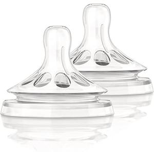 Philips AVENT Natural Baby Bottle Nipple, Fast Flow Nipple, 6M+, 2pack, Clear
