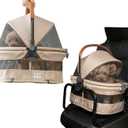 Pet Gear No-Zip View 360 Ultra Lite Pet Safety Carrier & Car Seat for Small Dogs & Cats Push Button Entry, 15", Wheat