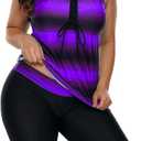 LALAGEN Womens 2026 Plus Size Tankini Swimsuits Rash Guard Capris Athletic Two Piece Swimwear Bathing Suits for Women (Large, Purple)