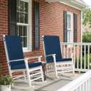 Outdoor Chair Cushions 20x20, Water-Resistant & Fade-Resistant, Patio Furniture Lawn Dining Chair Seat Replacement with High Back, Ties Zipper, Removable Cover, Set of 4, Navy Blue, 20" x 20" 4 Pack