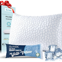 QUTOOL Cooling Pillow for Sleeping, CertiPUR-US Shredded Memory Foam Standard Pillow Set of 1, Cool Pillow for Hot Sleepers Adjustable Firm Pillow for Side,Back,Stomach Sleepers Soft Yet Support,White