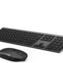 Wireless Keyboard and Mouse, Vssoplor Rechargeable Quiet Full-Size Keyboard and Mouse Combo Set Ultra Slim Design for Laptop, PC, Notebook, Desktop-Dark Gray