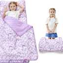 Toddler Nap Mat with Pillow and Blanket, Extra Large Rolled Napping Mats,Slumber Bags for Boys Girls,Kids Sleeping Bag for Daycare, Preschool Travel Camping (Rainbow)