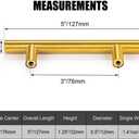 CZC HOME 6 Pack 5 Inch Cabinet Pulls Stainless Steel Drawer Handles, 3" Hole Center Drawer Pulls for Kitchen Dresser Cupboard with 2 Sizes Screws Brushed Brass
