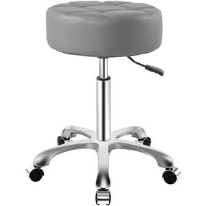 Rolling Stool with Wheels, Thick Cushion Heavy Duty Esthetician Hydraulic Chair Stool for Work Medical Tattoo Salon Office (Grey)