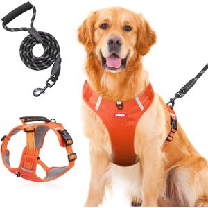 Wanheart Anti-Yank Dog Safety Vest with 2 Belt Buckles, Adjustable Soft Padding, Reflective Oxford Material, with Easy Control Handle (Orange, S:Neck (14-18''), Chest (14-19''), 11-16lbs)