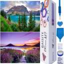 BAISITE Diamond Art Kits for Adults Beginners,2 Pack Round 5D Paint with Diamonds Pictures Full Drill Cross Stitch Home Wall Decor DIY Crafts Kits(12x16 Inches) BSTDPK809-810