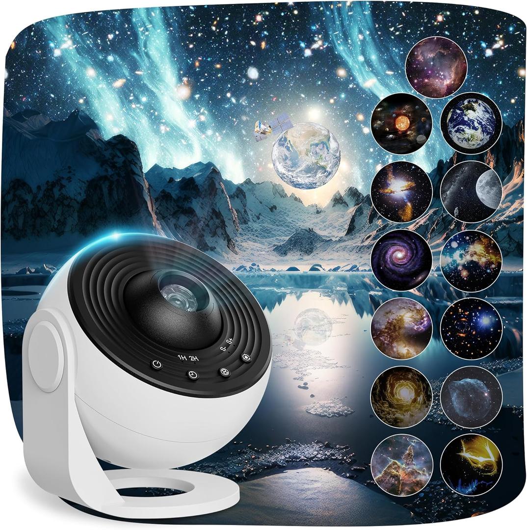 Planetarium Projector for Bedroom, 13 in 1 Star Projector Galaxy Light, Ceiling Night Light Milky Way Mood Lighting with Timer, LED Space Galaxy Lamp Bedroom Room Decor for Adults Kids - White