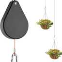 Upgraded Retractable Plant Hanger, Plant Pulleys for Hanging Plants, Easy to Raise and Lower, Auto Lock, Heavy Duty, Adjustable Hook for Flower Pots, Birds Feeder (1 Pack, Black)