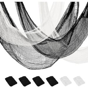 Xgunion Creepy Cloth 6Pcs 3072inch Black Spooky Scary Gauze Decor Halloween Decorations for Party Indoor Outdoor (4Black + 2White) (30x72inch)