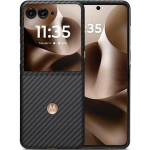Ultra Slim Case for Motorola Razr Ultra 2025, Made of Real Aramid Fiber, Soft Touch, Tough Durable Carbon Bumper Black