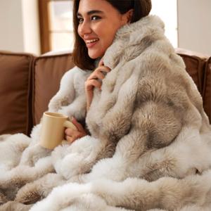 Bedsure GentleSoft Fluffy Faux Fur Throw Blanket for Couch, Soft Fuzzy Fleece Blankets & Throws, Tie-dye Taupe Cozy Gifts for Women Teen Girls, Minky Thick Warm Plush Gifts for Birthday, Anniversary