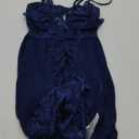 LNRFHI Women Lingerie Front Closure Babydoll Lace Chemise V Neck Ruffle Nightgown Sexy Sleepwear (Navy Blue, Large)