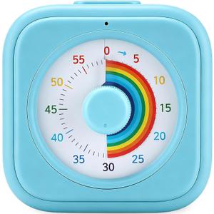 60-Minute Visual Timer for Kids, Silent Rainbow Countdown Timer for Time Management, Homeschool, Classroom, Home, Office