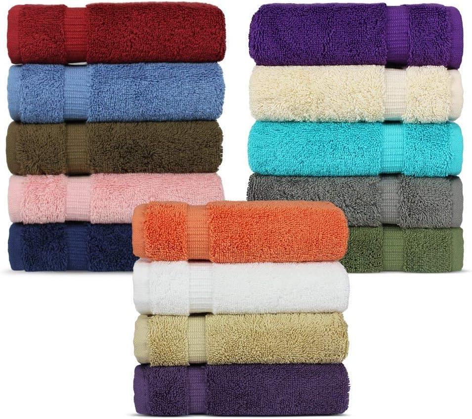 Chakir Turkish Linens Hotel & Spa Quality, Highly Absorbent 100% Cotton Turkish Washcloths (2 X 6 Random Colors - Set of 12) (12-Piece Washcloths, Multicolor)