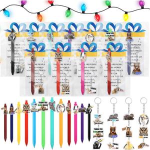 Sayglossy 24 Sets Employee Appreciation Gifts Bulk Funny Puns Animal Ballpoint Pens Acrylic Keychains Thank You Card Gift for Cna Week 2026 Nurse Coworkers Team