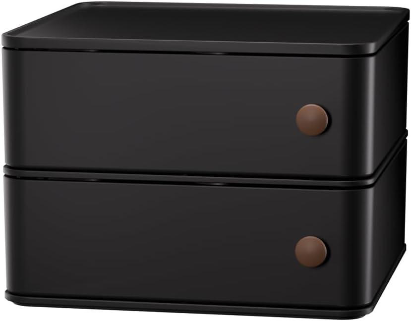 CHANCETSUI Black desk organizer for men: Multi function countertop container for gaming desk, workstation, bathroom storage, square storage box for black aesthetic