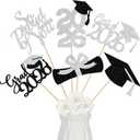 2 x 24Pcs 2026 Graduation Table Centerpieces Silver and Black, Graduation Centerpieces for Tables 2026 Silver Graduation Centerpiece Sticks for 2026 Graduation Party Table Decorations Silver