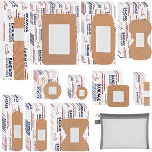 500 Pcs Flexible Fabric Adhesive Bandages Variety Pack 11 Styles Fingertip Bandages for First Aid and Wound Care, Protection Minor Cuts & Scrapes, Cushion Painful Wounds