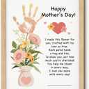 TwoDays Mother's Day Handprint Gift from Kids - Flower Vase DIY Keepsake Craft for Mom & Grandma, Family Activity Art Kit, Great Gift for Mother's Day (12" X 16", Wood Frame)