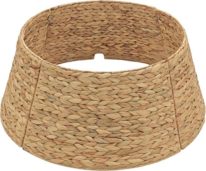 CENBOSS Rattan Christmas Tree Collar, Wicker Tree Skirt & Stand Base Cover (Brown Wash, 24 inch)