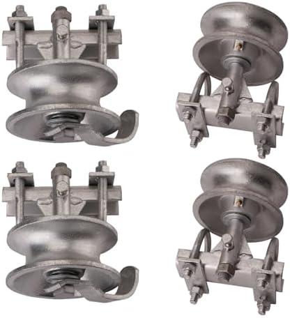 5" Pipe Track Wheel Galvanized, 1 7/8" Round Post, 1 7/8" or 1 5/8" for Chain Link Fence Gate Frame, Chain Link Rolling Gate Track Sliding Gate Rollers,Double U - Pack of 4