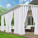 White Outdoor Curtains for Patio Waterproof - 6 Panels Privacy Weatherproof Outside Curtains with Grommets for Pergola, Gazebo, Porch, Cabana, Balcony, 54 x 95 Inch