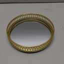 Ayswupt Gold Mirrored Vanity Tray for Bathroom Counter,Metal Decorative Jewelry Storage Tray Cosmetic Perfume Organizer for Dresser,Bedroom,Home Decor,Suit for Candle Holder,Coffee Table Centerpiece,S (6.8")