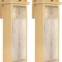 VenzBlomia 16" Dusk to Dawn LED Outdoor Light 2 Packs, Gold Outside Porch Lights Wall Mount, Large Exterior Lighting Fixtures with Rippled Glass, Waterproof Modern Wall Lantern for House, Patio