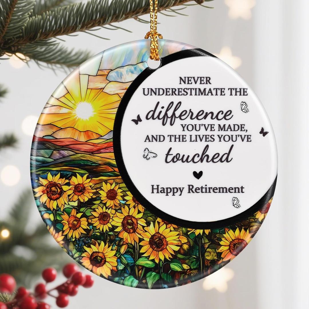 Retirement Gift - Retirement Gifts for Women, Men - Retired Ornament - Retired Gifts for Coworker, Boss, Employee, Teacher, Nurse - Ceramic Christmas Ornament Keepsake - Christmas Tree Ornaments - E
