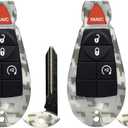 2X New Camouflage Keyless Entry 4 Buttons Remote Start Car Key Fob Fobiks IYZ-C01C 56046707AE Compatible with Chrysler Town Country Dodge Challenger Charger Durango Grand Caravan Journey & Ram